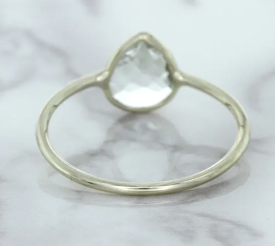 0.84ct. Pear Shape White Sapphire Ring in 14K White Gold