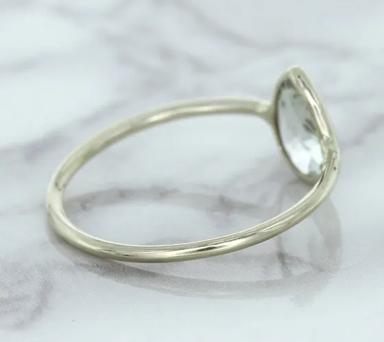0.84ct. Pear Shape White Sapphire Ring in 14K White Gold