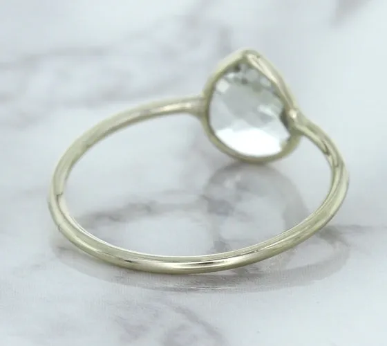 0.84ct. Pear Shape White Sapphire Ring in 14K White Gold