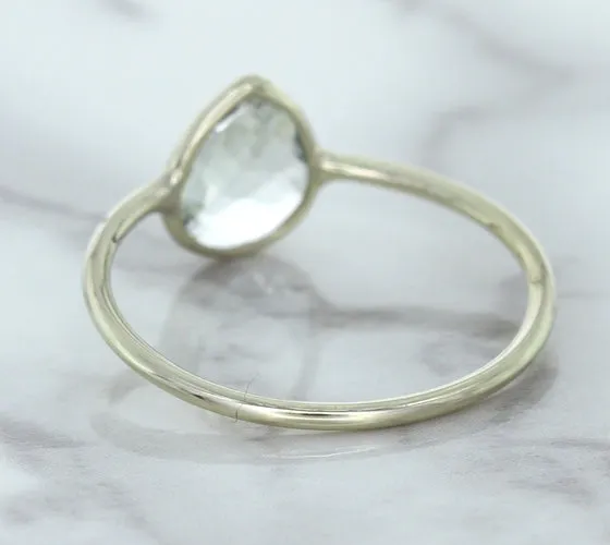 0.84ct. Pear Shape White Sapphire Ring in 14K White Gold