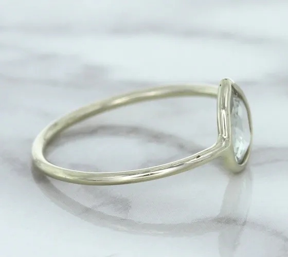 0.84ct. Pear Shape White Sapphire Ring in 14K White Gold
