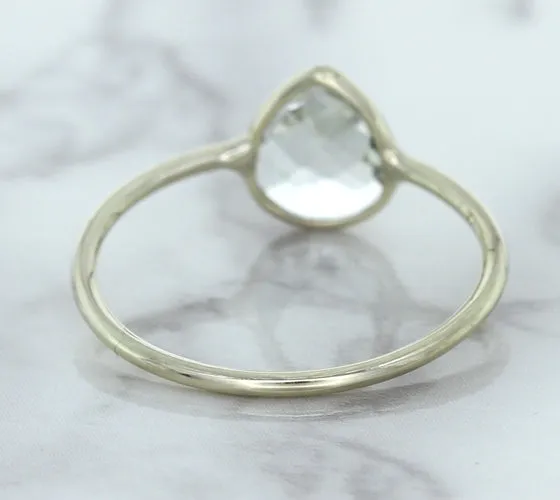 0.84ct. Pear Shape White Sapphire Ring in 14K White Gold