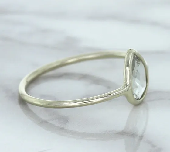 0.84ct. Pear Shape White Sapphire Ring in 14K White Gold