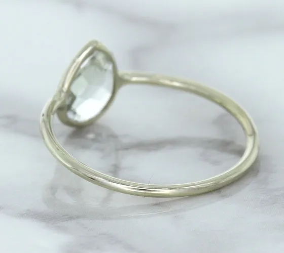 0.84ct. Pear Shape White Sapphire Ring in 14K White Gold