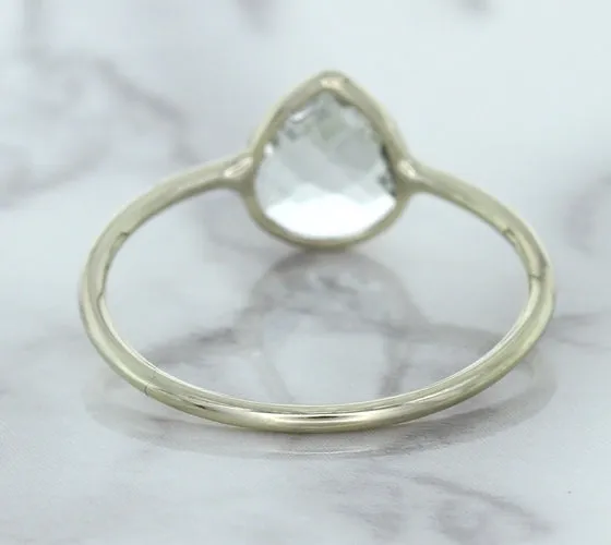 0.84ct. Pear Shape White Sapphire Ring in 14K White Gold
