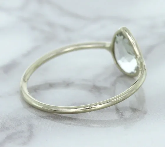 0.84ct. Pear Shape White Sapphire Ring in 14K White Gold
