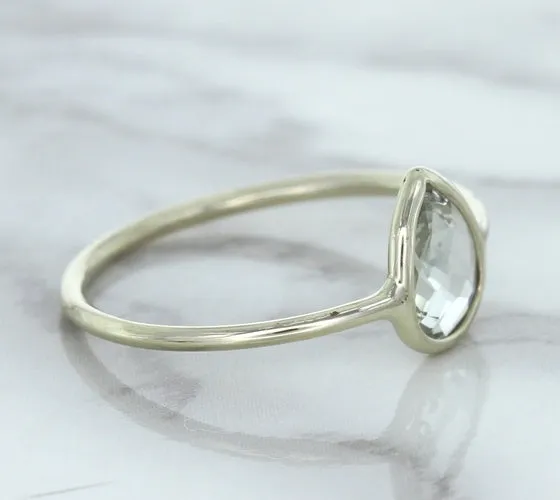 0.84ct. Pear Shape White Sapphire Ring in 14K White Gold
