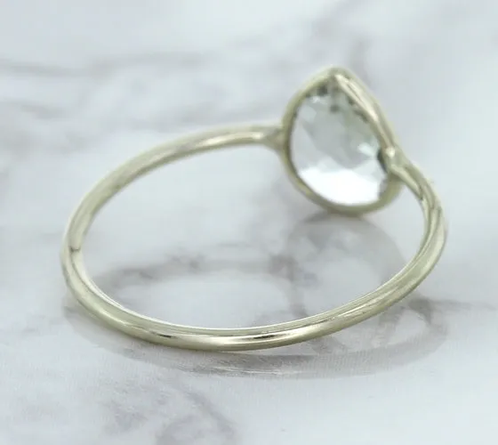 0.84ct. Pear Shape White Sapphire Ring in 14K White Gold