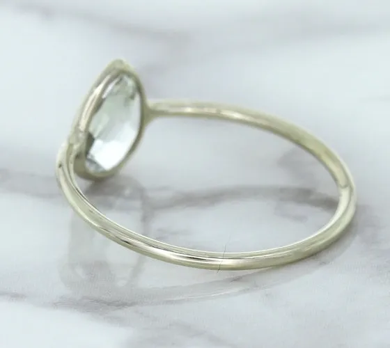 0.84ct. Pear Shape White Sapphire Ring in 14K White Gold