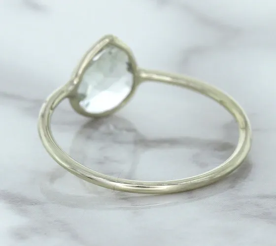 0.84ct. Pear Shape White Sapphire Ring in 14K White Gold