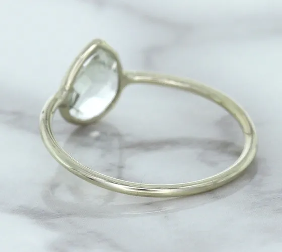0.84ct. Pear Shape White Sapphire Ring in 14K White Gold