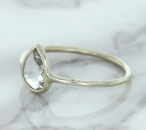 0.84ct. Pear Shape White Sapphire Ring in 14K White Gold