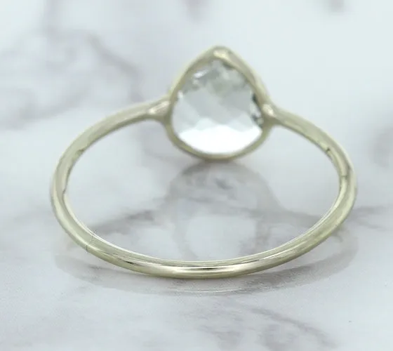 0.84ct. Pear Shape White Sapphire Ring in 14K White Gold