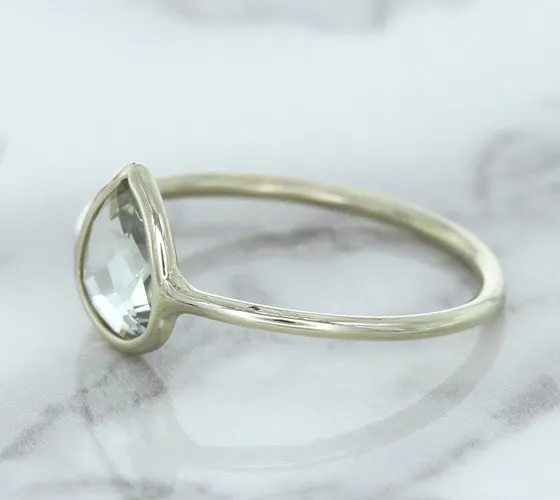 0.84ct. Pear Shape White Sapphire Ring in 14K White Gold