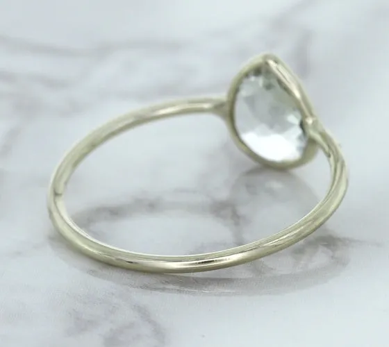 0.84ct. Pear Shape White Sapphire Ring in 14K White Gold
