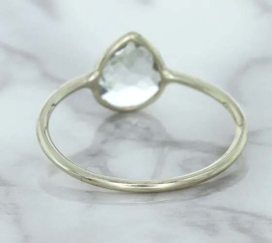 0.84ct. Pear Shape White Sapphire Ring in 14K White Gold