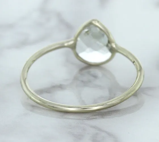 0.84ct. Pear Shape White Sapphire Ring in 14K White Gold