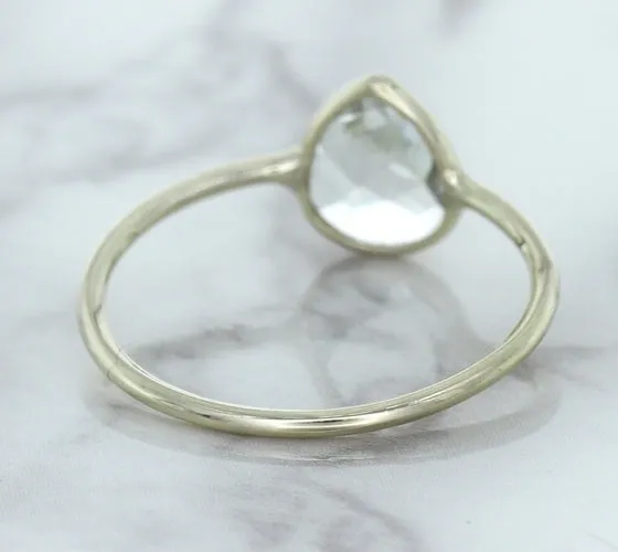 0.84ct. Pear Shape White Sapphire Ring in 14K White Gold