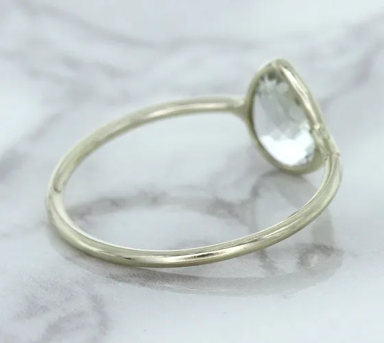 0.84ct. Pear Shape White Sapphire Ring in 14K White Gold