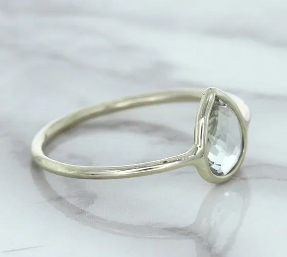 0.84ct. Pear Shape White Sapphire Ring in 14K White Gold
