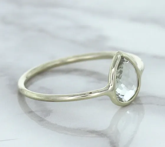 0.84ct. Pear Shape White Sapphire Ring in 14K White Gold