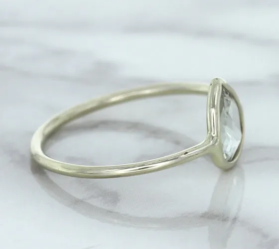 0.84ct. Pear Shape White Sapphire Ring in 14K White Gold