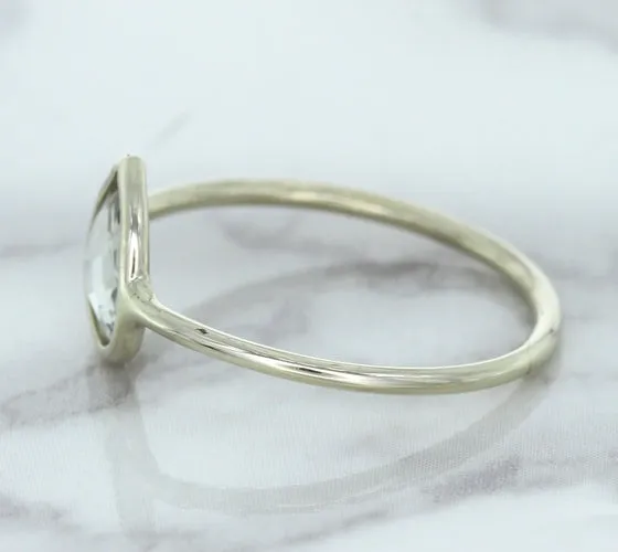 0.84ct. Pear Shape White Sapphire Ring in 14K White Gold
