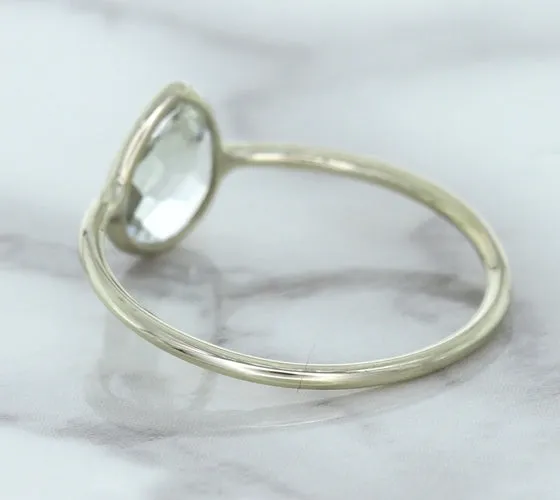0.84ct. Pear Shape White Sapphire Ring in 14K White Gold