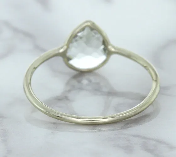 0.84ct. Pear Shape White Sapphire Ring in 14K White Gold