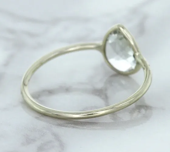 0.84ct. Pear Shape White Sapphire Ring in 14K White Gold