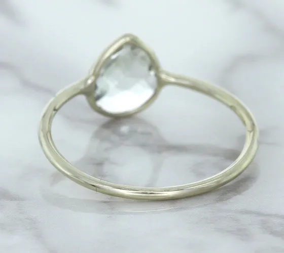 0.84ct. Pear Shape White Sapphire Ring in 14K White Gold