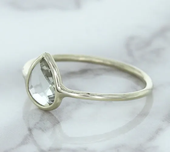 0.84ct. Pear Shape White Sapphire Ring in 14K White Gold