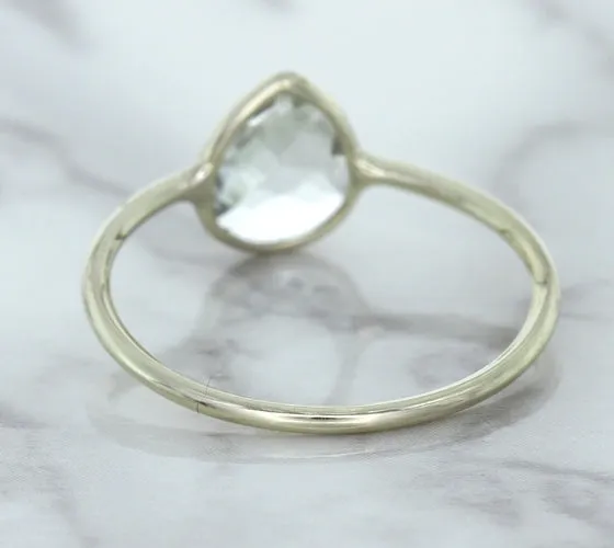 0.84ct. Pear Shape White Sapphire Ring in 14K White Gold