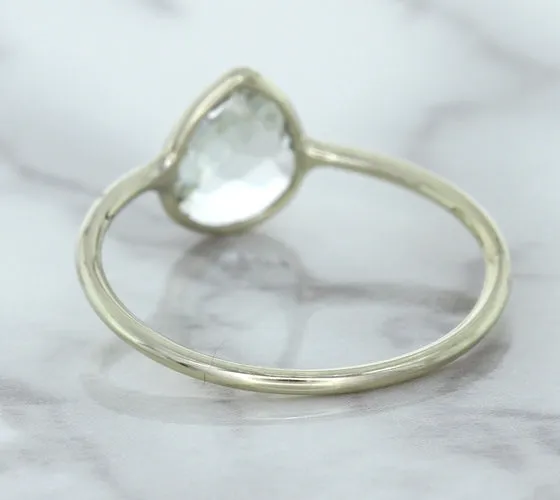 0.84ct. Pear Shape White Sapphire Ring in 14K White Gold