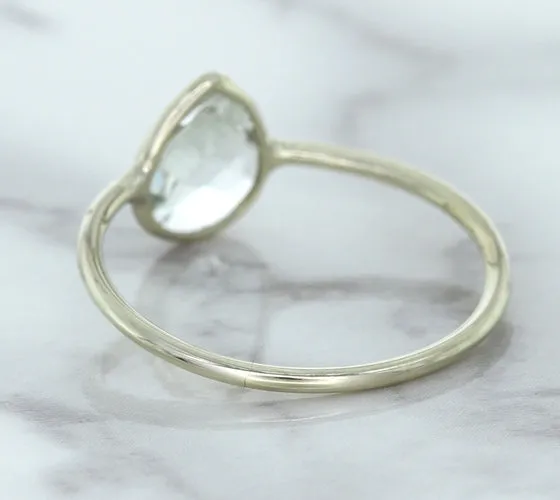 0.84ct. Pear Shape White Sapphire Ring in 14K White Gold