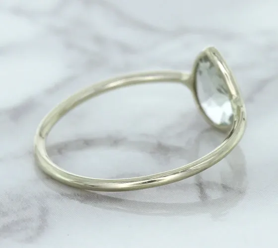 0.84ct. Pear Shape White Sapphire Ring in 14K White Gold