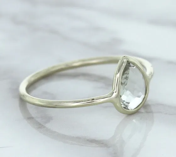 0.84ct. Pear Shape White Sapphire Ring in 14K White Gold