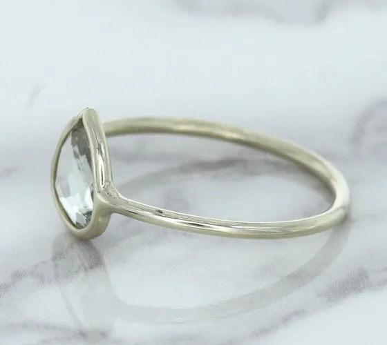 0.84ct. Pear Shape White Sapphire Ring in 14K White Gold