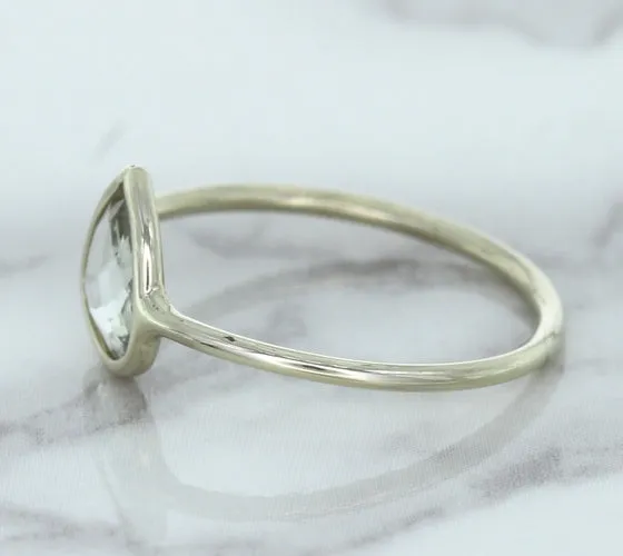 0.84ct. Pear Shape White Sapphire Ring in 14K White Gold