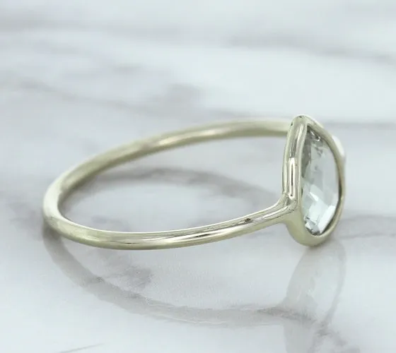 0.84ct. Pear Shape White Sapphire Ring in 14K White Gold