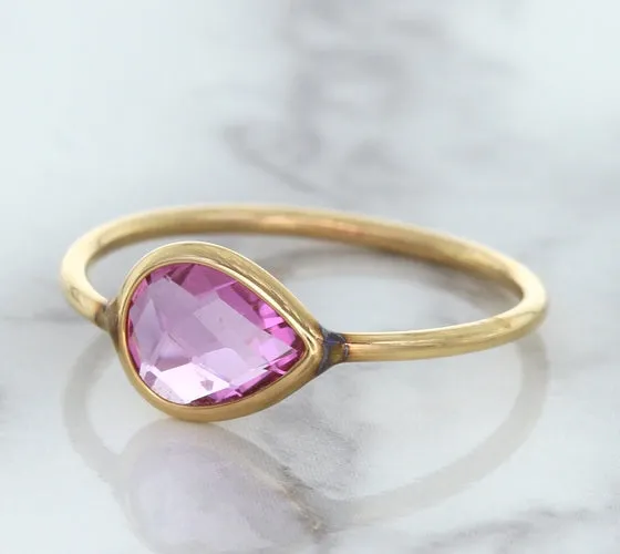 1.09ct. Pear Pink Sapphire Ring in 14K Rose Gold