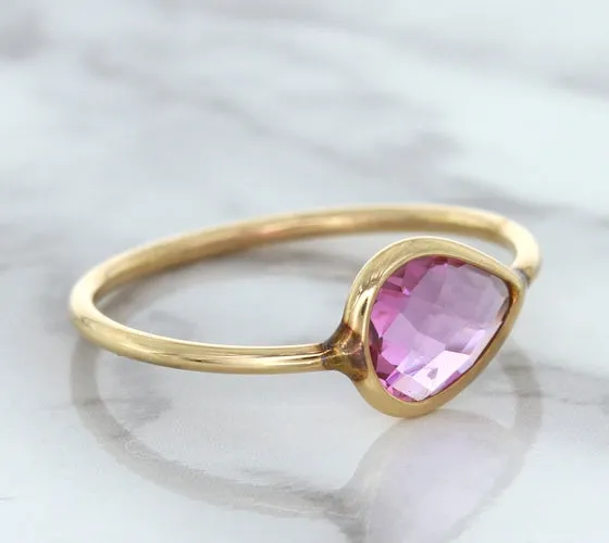 1.09ct. Pear Pink Sapphire Ring in 14K Rose Gold