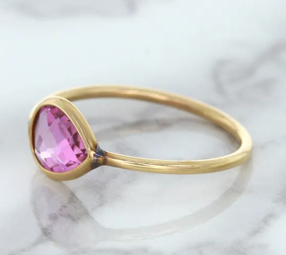 1.09ct. Pear Pink Sapphire Ring in 14K Rose Gold