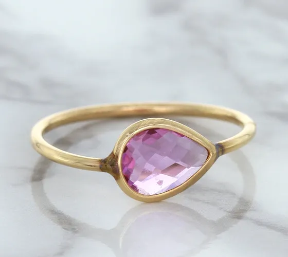 1.09ct. Pear Pink Sapphire Ring in 14K Rose Gold