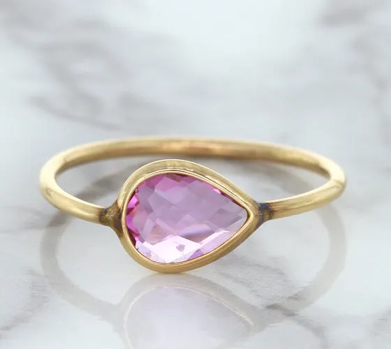 1.09ct. Pear Pink Sapphire Ring in 14K Rose Gold