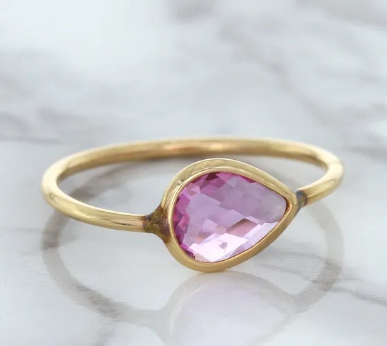 1.09ct. Pear Pink Sapphire Ring in 14K Rose Gold