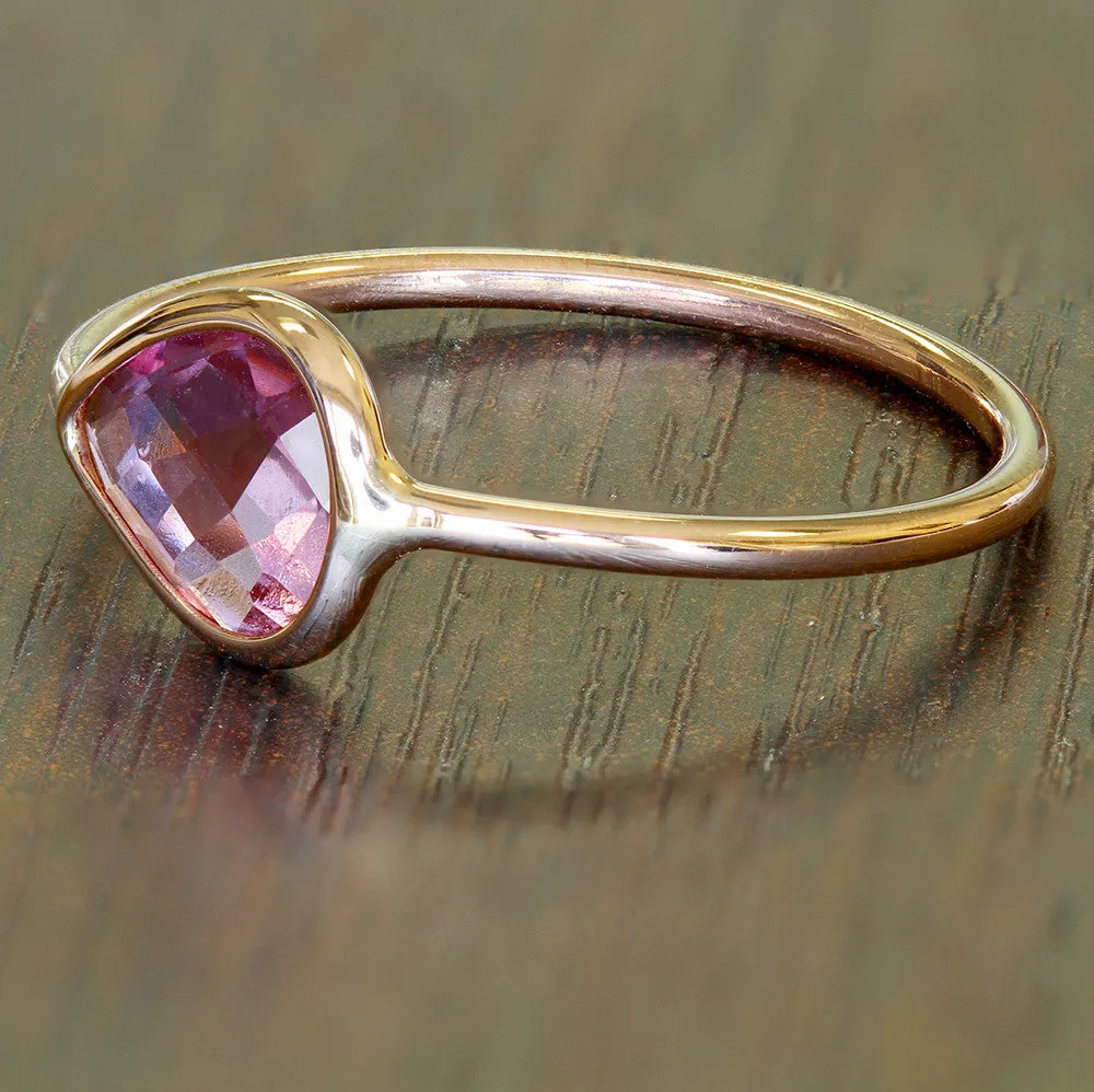 1.09ct. Pear Pink Sapphire Ring in 14K Rose Gold