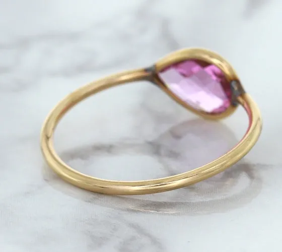 1.09ct. Pear Pink Sapphire Ring in 14K Rose Gold
