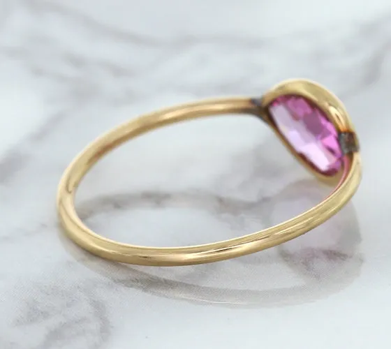 1.09ct. Pear Pink Sapphire Ring in 14K Rose Gold