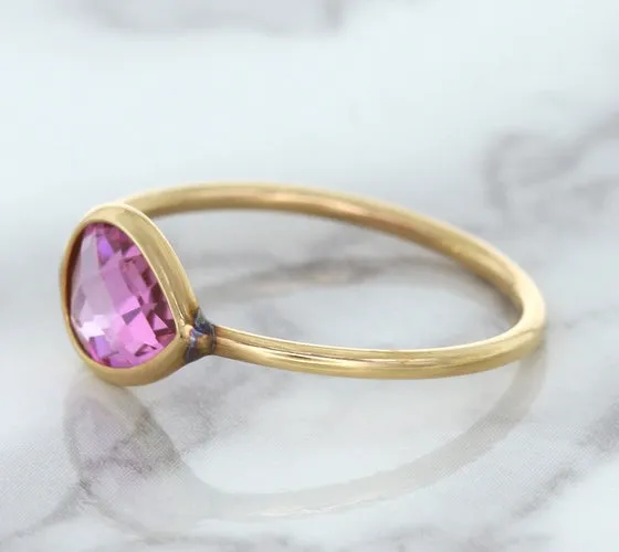 1.09ct. Pear Pink Sapphire Ring in 14K Rose Gold